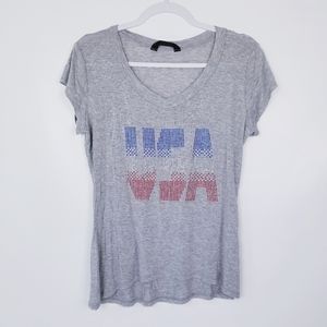 USA Soft Shiny Embellished Made in America T-shirt